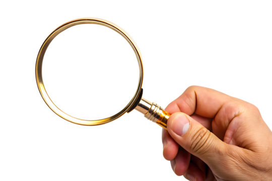 A Man holding a magnifying glass, Magnifying glass instrument, Search magnifying glass transparent background