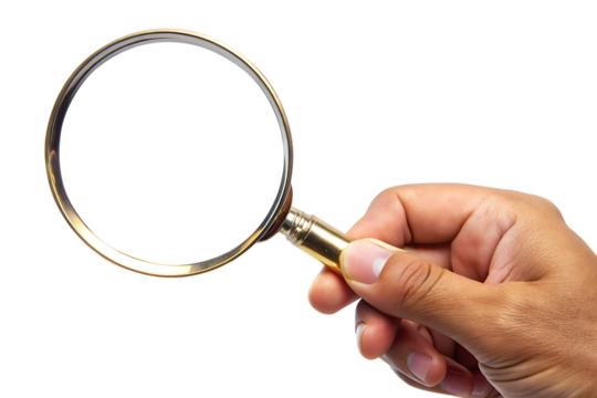 A Man holding a magnifying glass, Magnifying glass instrument, Search magnifying glass transparent background