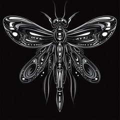 Fototapeta premium Ornate dragonfly design, abstract art