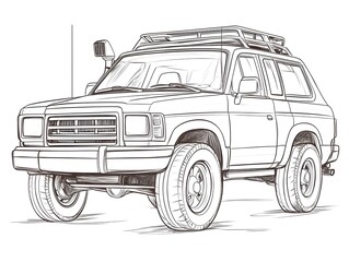 Fototapeta premium Professional Off Road Vehicle Outline for Children s Coloring Activity
