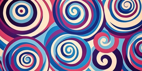 Fototapeta premium A vibrant abstract pattern featuring colorful spirals and dynamic geometric shapes, perfect for modern art and design projects.