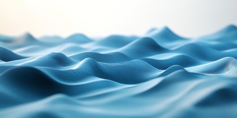 Obraz premium Abstract 3D wave background in light cyan and dark azure, perfect for banners, posters, and digital designs