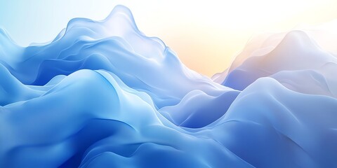 Obraz premium Abstract 3D wave background in light cyan and dark azure, perfect for banners, posters, and digital designs