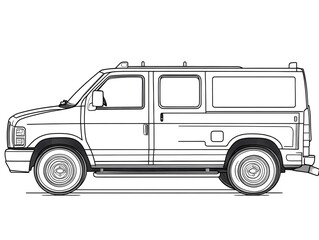 Professional Utility Vehicle Line Art for Kids Coloring Activity