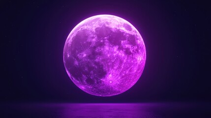 Ethereal purple moon illuminating a tranquil night sky