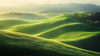 Obraz premium Serene Green Hillscape at Sunrise