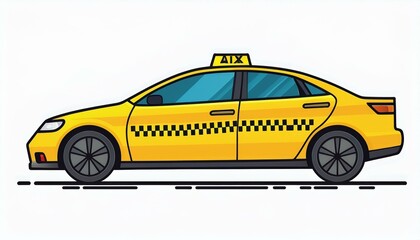 yellow taxi car. Yellow taxi car Vector illustration in flat design. isolated on white background