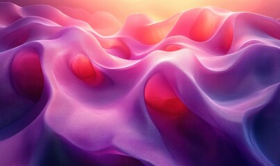 Fototapeta premium Futuristic Minimalist Abstract Curves 3D Render with Gradient Lighting in Purple and Pink