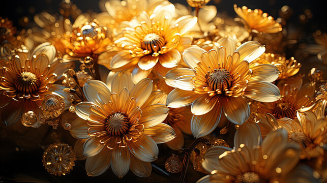 yellow Sun flowers on black background