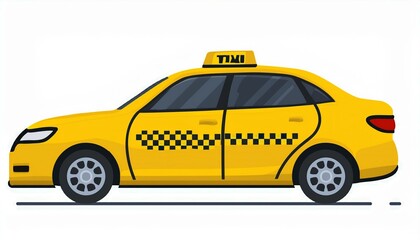 yellow taxi car. Yellow taxi car Vector illustration in flat design. isolated on white background