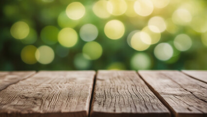 green bokeh on table