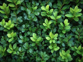 Fototapeta premium Lush Green Leaves Background Texture with fresh vivid green and soft leaves pattern