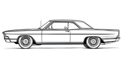 Classic Vintage Car Outline Drawing for Kids Coloring Activity