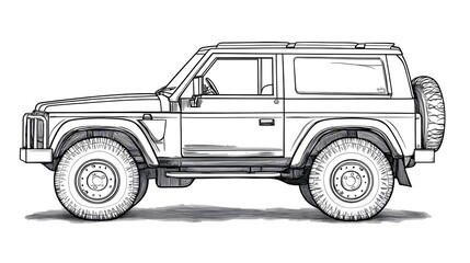 Professional Off Road Vehicle Outline Drawing for Kids Coloring Activity