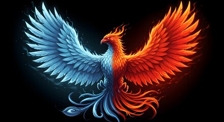 Obraz premium Fiery Ice Phoenix Digital Art Fantasy Bird Wallpaper