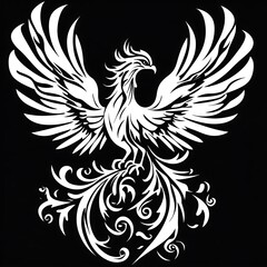 Fototapeta premium Phoenix, mythical bird, wings outstretched, ornate design, for graphic use