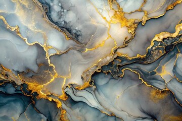 Obraz premium Aerial View of Abstract Marble Art with Golden Accents