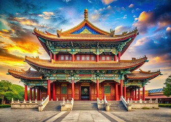 Ancient Chinese Temple with Ornate Details