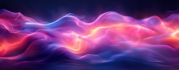 Obraz premium Fluid Purple and Blue Wave Background with Neon Lighting for Modern Digital Art