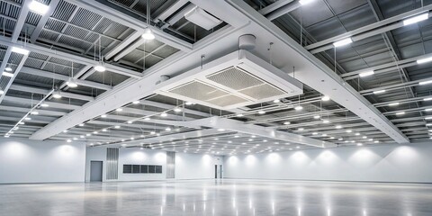 Bright and Comfortable Interior with White Cassette-Type Air Conditioner