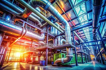 Fototapeta premium Clean Air in Industrial Environments: Pipes and Ventilation for a Healthy Workplace