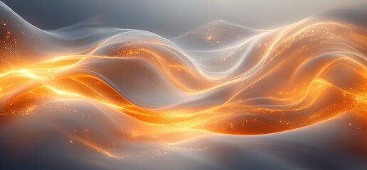 Obraz premium Elegant Golden Wave Abstract Design with Soft Flowing Curves and Ambient Light