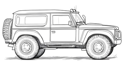 Professional Off Road Vehicle Line Drawing for Kids Coloring