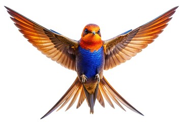 Obraz premium Elegant Common Swift Bird Soaring in a Serene White Void