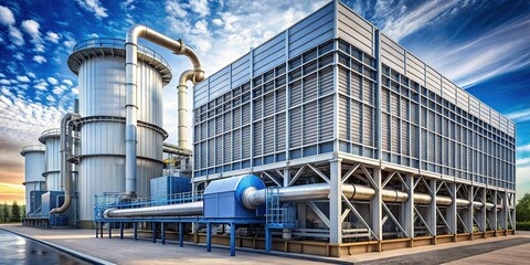 Fototapeta premium Modern HVAC System Chiller for Industrial Building Air Conditioning