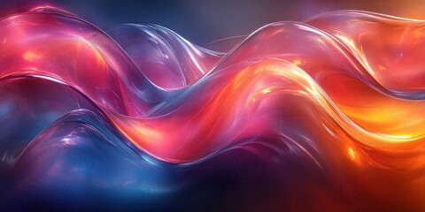 Obraz premium Modern Abstract Composition Curved Colorful Glass Shapes 3D Render Minimalist Design