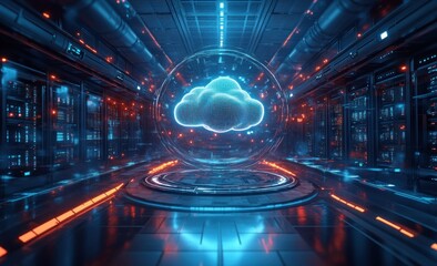 Cloud Icon and Smartphone Connected Network Concept Image