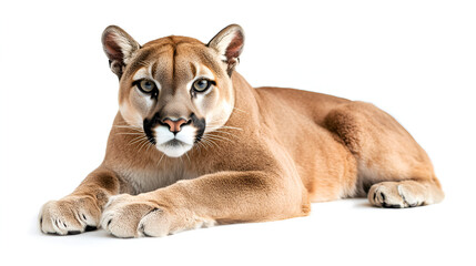 Obraz premium Mountain Lion White Background Close Up Shot