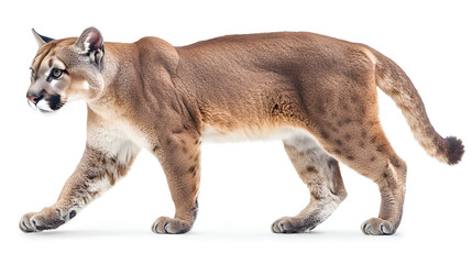 Obraz premium Mountain Lion White Background Close Up Shot