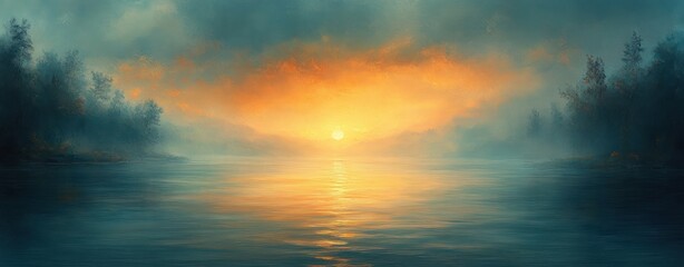 Fototapeta premium Abstract Serene Landscape Soft Pastel Gradient Morning Light Curved Horizon