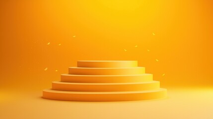 Bright yellow podium with layered steps for presentations