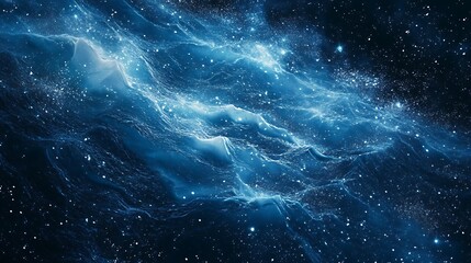 Fototapeta premium Abstract cosmic nebula, swirling blue gaseous clouds in deep space.