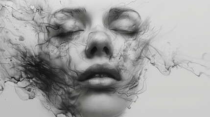 Fototapeta premium Depression portrait sketchs