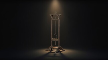 Naklejka premium A close-up of a guillotine model on a dark background