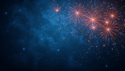 Fototapeta premium Stunning Fireworks Display on a Dark Night Sky with Sparkling Lights and Glowing Stars