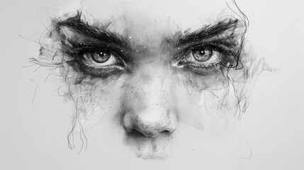Fototapeta premium Depression portrait sketchs