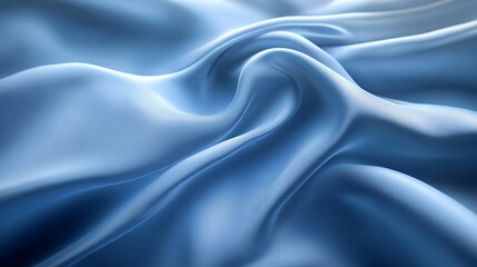 Fototapeta premium Smooth Blue Silk Fabric Draped Softly
