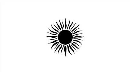 Fototapeta premium Simple sun design, white background, graphic art, website icon