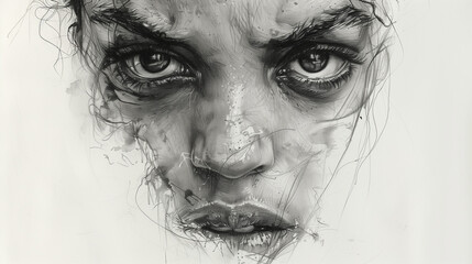 Fototapeta premium Depression portrait sketchs
