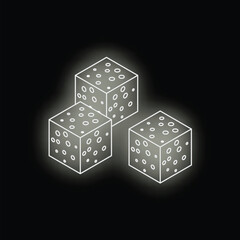 White glowing blockchain technology concept on black background