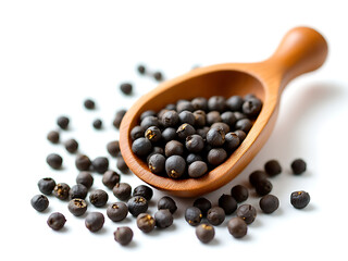 black pepper in a wooden scoop