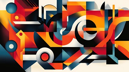 Abstract Geometric Composition In Vivid Colors And Shapes