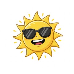 smiling sun cartoon character wearing sunglasses summer holiday illustration