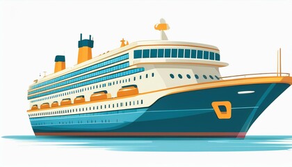 Obraz premium Cruise ship in the sea. sea cruise ship flat design. isolated on white background.