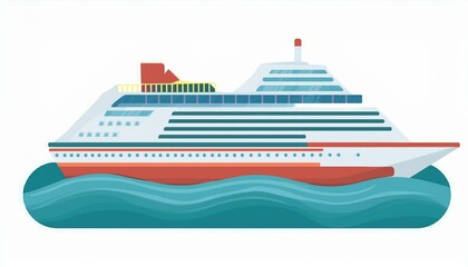 Cruise ship in the sea. sea cruise ship flat design. isolated on white background.