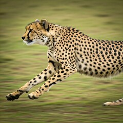 cheetah running through grass savanna wildlife nature animal speed blur motion blur wild cat  predator  african safari  brown black spot  yellow green  background nature scene  wil © Shavy
